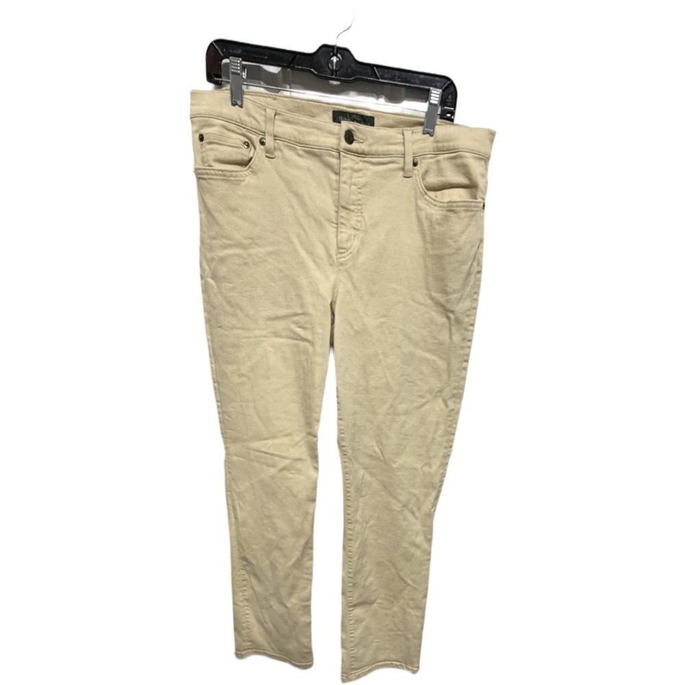 Lauren Ralph Lauren Straight Leg Beige Khaki Denim Jeans Sz 14 Women Casual Prep